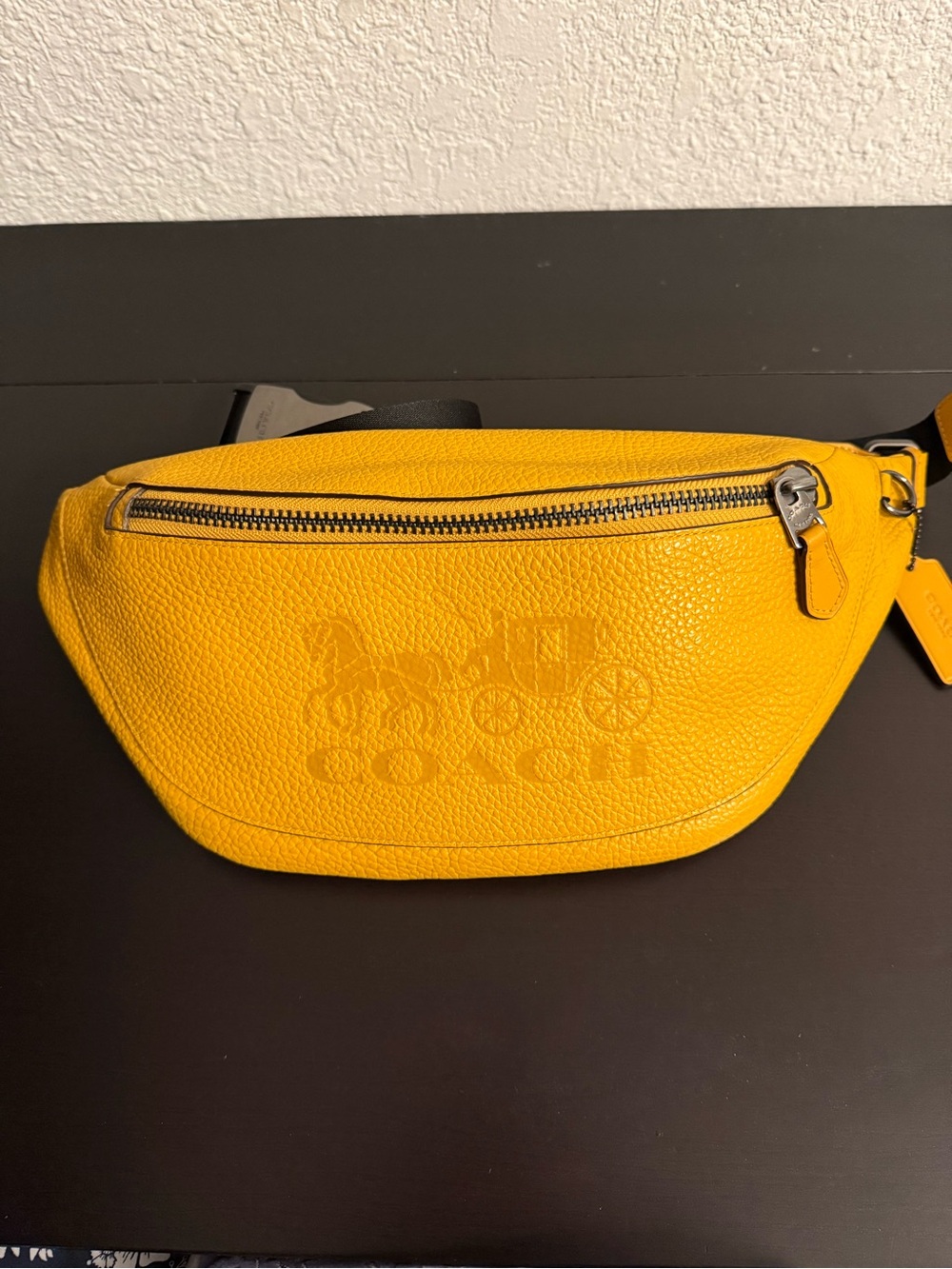 Coach Bright Yellow Pebbled Leather Belt Bag